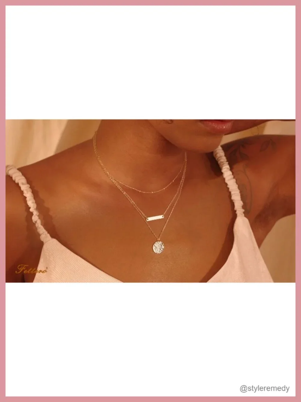 14k Gold Plated Layered Coin Circle Necklace Choker Dainty